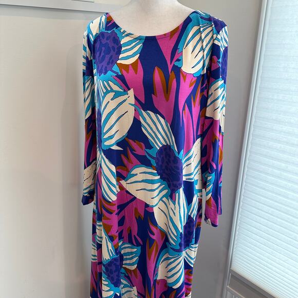 Soft Surroundings NWT Serena Maxi Nazarine Blue Multi Dress XL Retail $130 - Picture 3 of 9